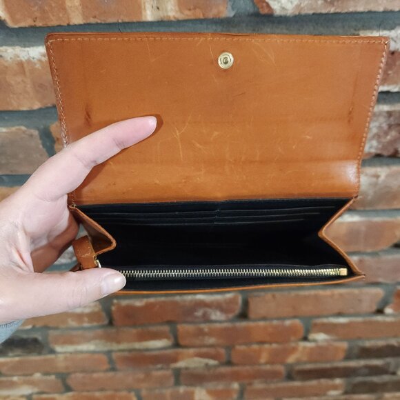 Sézane Gabin Heritage Brown Leather Bi-fold Wallet with Zippered Pocket - Picture 5 of 6